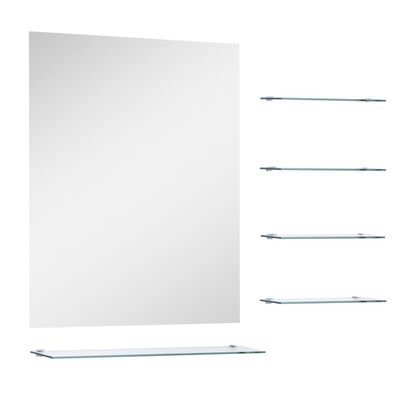 vidaXL Espejo de pared con 5 estantes plateado 50x60 cm