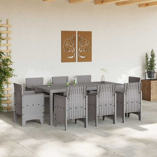 vidaXL Conjunto de Comedor de Jard&iacute;n 9 pcs Gris Claro Polipropileno
