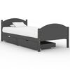 vidaXL Estructura de cama 2 cajones madera pino gris oscuro 100x200 cm