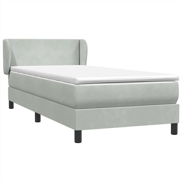 vidaXL Cama box spring con colch&oacute;n terciopelo gris claro 90x220 cm