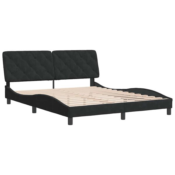 vidaXL Estructura de cama sin colch&oacute;n terciopelo negro 160x200 cm
