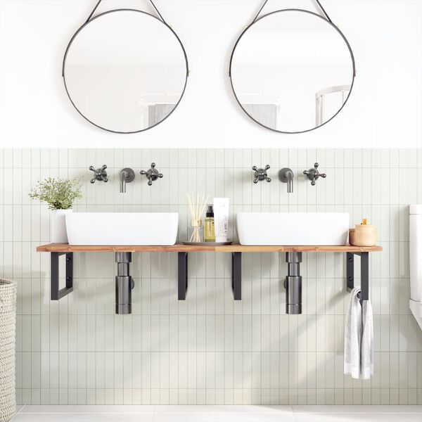 vidaXL Estante de lavabo de pared acero y madera maciza de acacia
