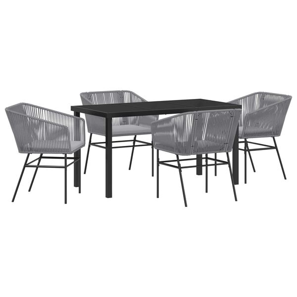 vidaXL Conjunto de Comedor de Jard&iacute;n con coj&iacute;n 5 pcs Gris