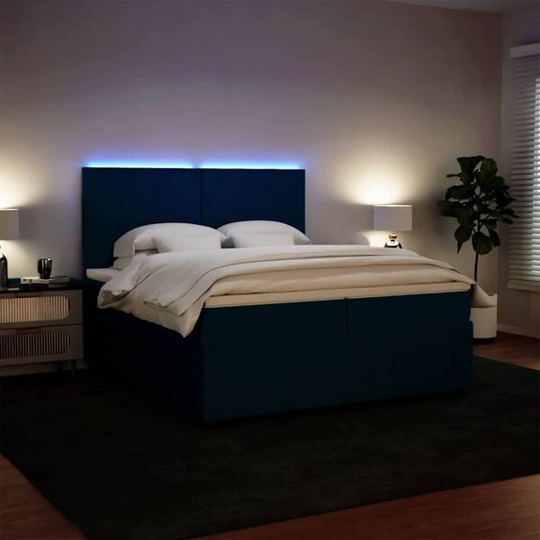 vidaXL Cama box spring con colch&oacute;n terciopelo azul 200x200 cm