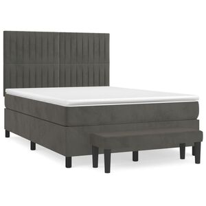 vidaXL Cama box spring con colch&oacute;n terciopelo gris oscuro 140x190 cm
