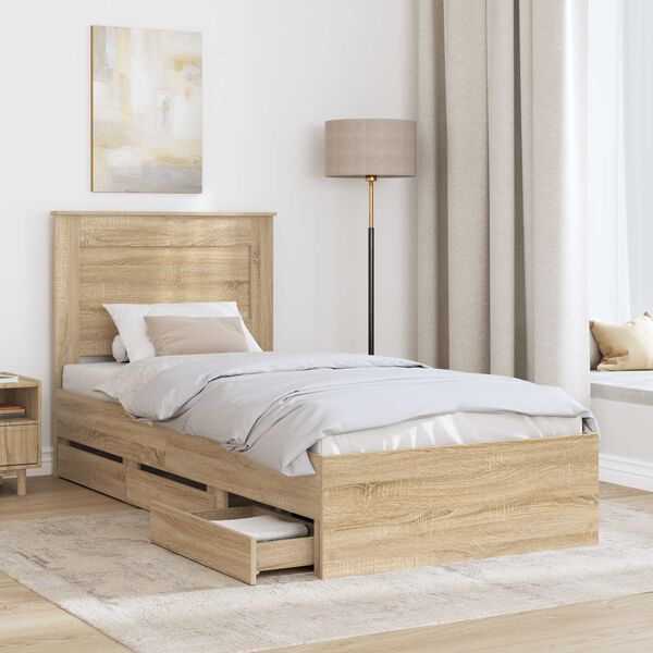 vidaXL Estructura de cama Roble Sonoma 90 x 190 cm Madera Ingenieril