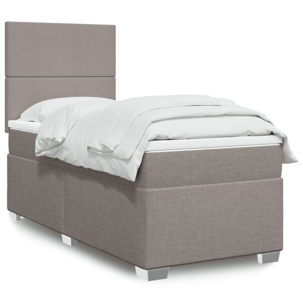 vidaXL Cama box spring con colch&oacute;n tela gris taupe 90x190 cm