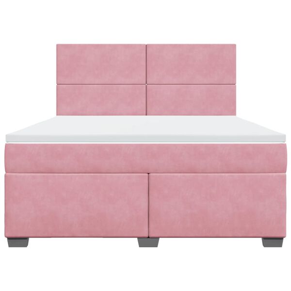 vidaXL Cama box spring con colch&oacute;n terciopelo rosa 180x200 cm