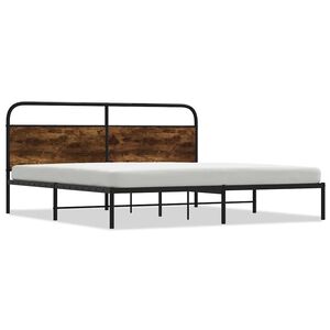 vidaXL Estructura de cama sin colch&oacute;n metal roble ahumado 180x200 cm