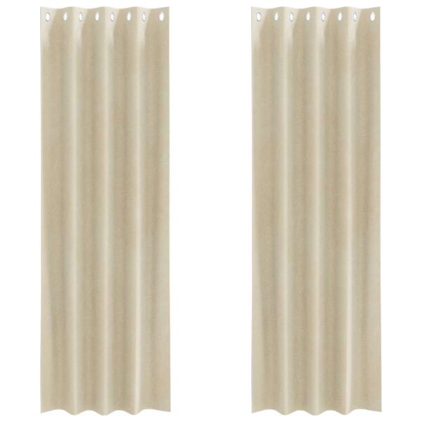 vidaXL Cortinas opacas 2 pcs Crema 140 x 225 cm Terciopelo