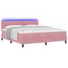 vidaXL Cama Box Spring LED con colch&oacute;n Rosa 180 x 200 cm Terciopelo
