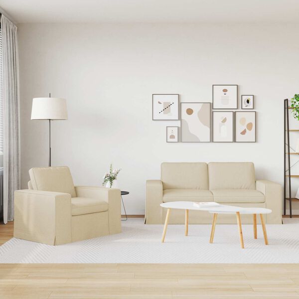 vidaXL Sof&aacute; 2 pcs Crema 182 x 80 x 82 cm tela