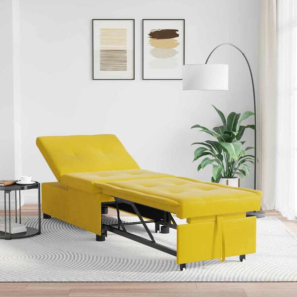 vidaXL Sof&aacute; cama Amarillo 194 x 67 x 82 cm Terciopelo