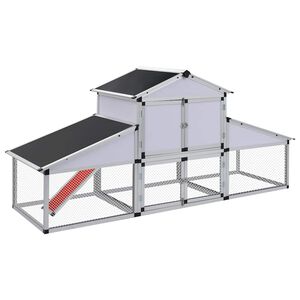 vidaXL Gallinero con corral y nido aluminio