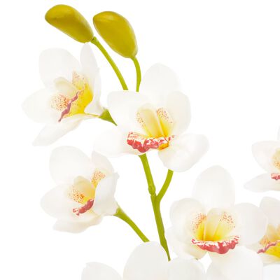 vidaXL Planta artificial orquídea con macetero 90 cm blanca