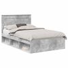 vidaXL Estructura de cama con cabecera Gris concreto 135 x 190 cm