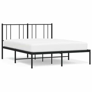 vidaXL Estructura cama sin colch&oacute;n con cabecero metal negro 135x190 cm