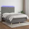 vidaXL Cama box spring colch&oacute;n y luces LED tela gris oscuro 140x190 cm