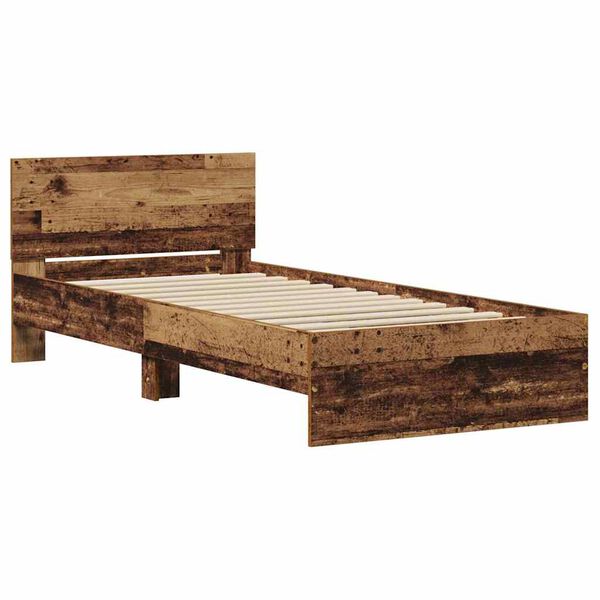 vidaXL Estructura de cama con cabecera Madera vieja 90 x 190 cm