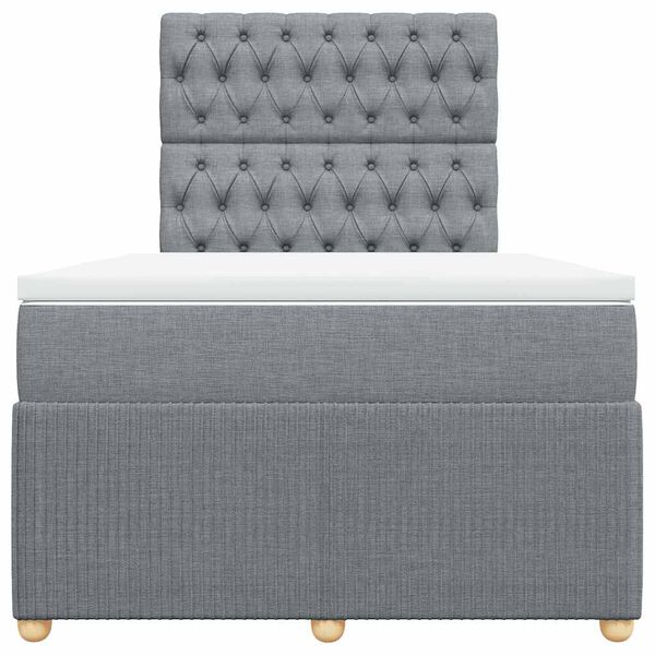 vidaXL Cama box spring con colch&oacute;n tela gris claro 120x200 cm
