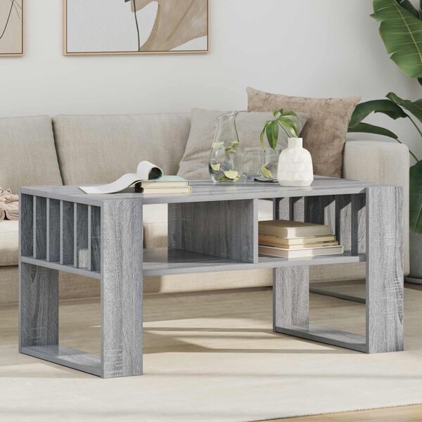 vidaXL Mesa de Caf&eacute; Gris Sonoma 92 x 49,5 x 45 cm Madera de ingenier&iacute;a