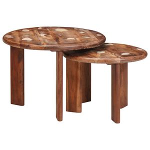 vidaXL Mesas de Caf&eacute; Nido 2 pcs Multicolor Madera reciclada maciza