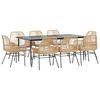 vidaXL Juego comedor jard&iacute;n 9 pzas cojines rat&aacute;n sint&eacute;tico marr&oacute;n