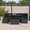 vidaXL Conjunto de sof&aacute; de jard&iacute;n 7 pcs Negro Polirat&aacute;n