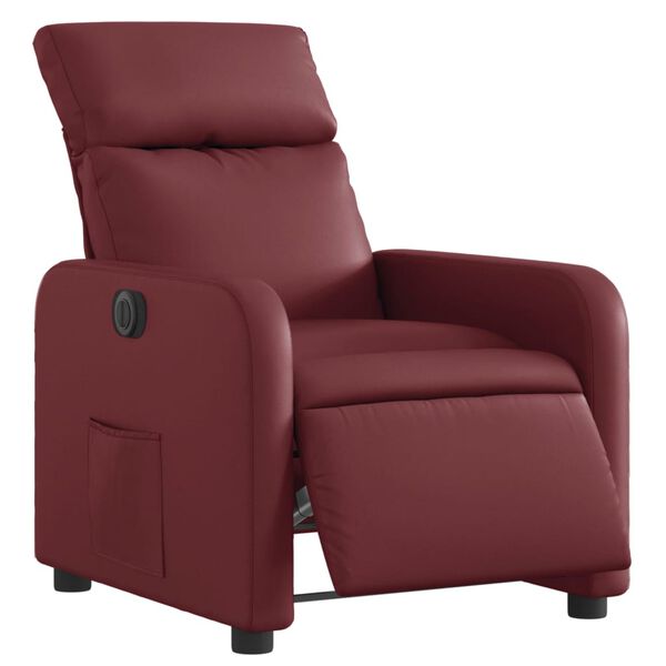 vidaXL Sill&oacute;n reclinable el&eacute;ctrico de cuero sint&eacute;tico rojo tinto
