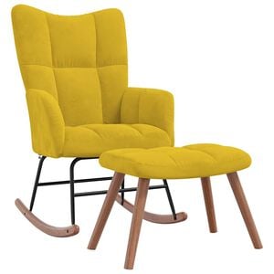 vidaXL Silla mecedora con reposapi&eacute;s tela amarillo mostaza