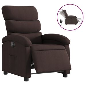 vidaXL Sill&oacute;n reclinable el&eacute;ctrico tela marr&oacute;n oscuro