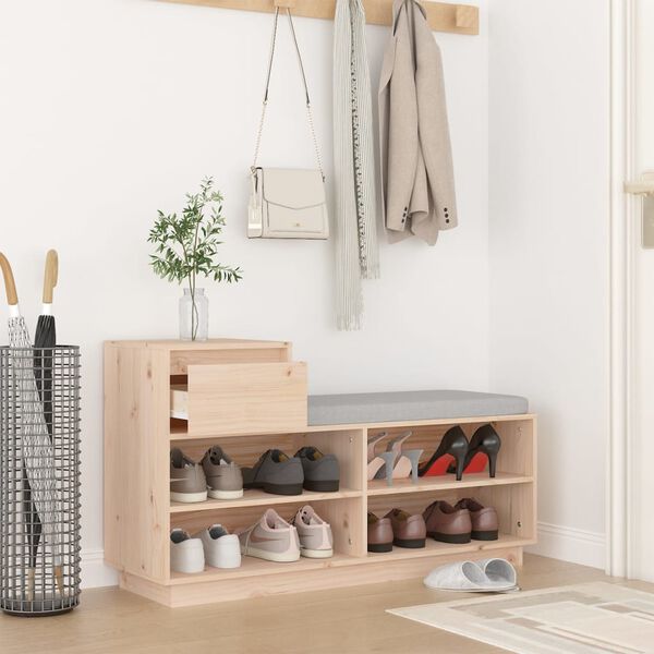vidaXL Mueble zapatero de madera maciza de pino 110x34x61 cm