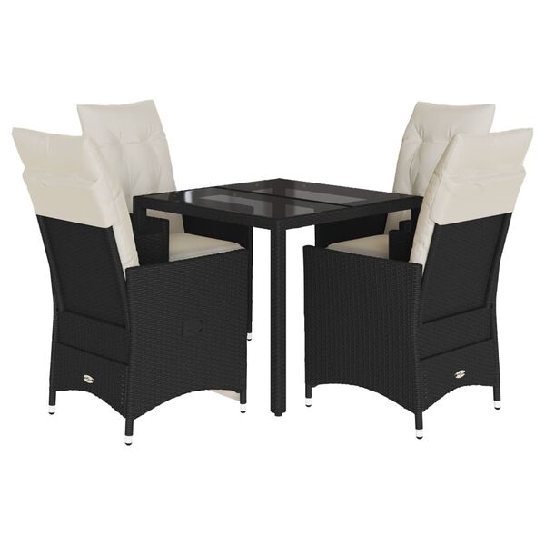 vidaXL Set de muebles jard&iacute;n 5 pzas con cojines rat&aacute;n sint&eacute;tico negro