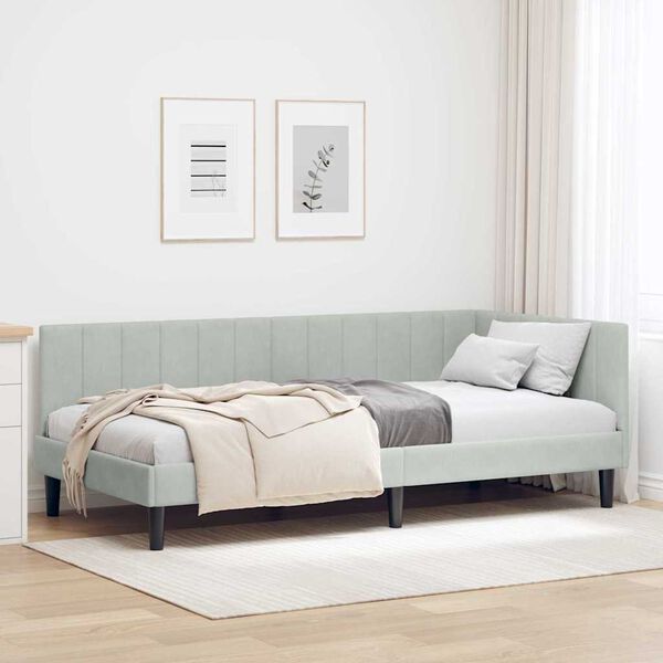 vidaXL Estructura de cama en esquina Gris Claro 90 cm x 190 cm