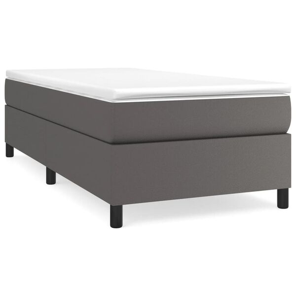vidaXL Estructura de cama con somier cuero sint&eacute;tico gris 100x200 cm