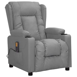 vidaXL Sill&oacute;n de masaje de cuero sint&eacute;tico gris
