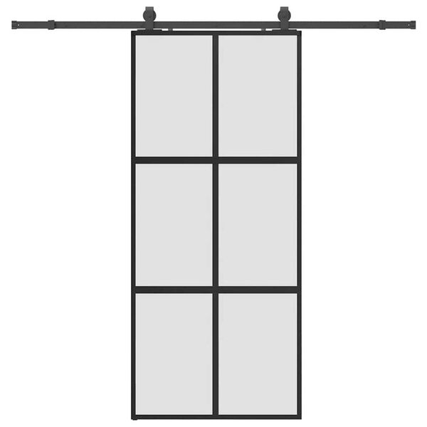 vidaXL Puerta corredera con herrajes negro 90x205 cm vidrio templado