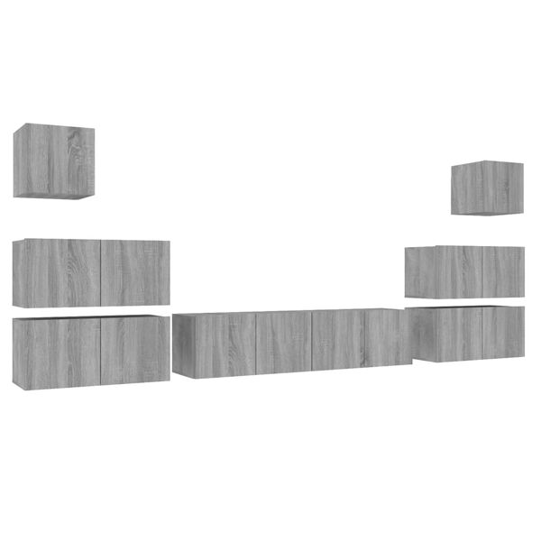 vidaXL Set de muebles para TV 8 pzas madera contrachapada gris Sonoma