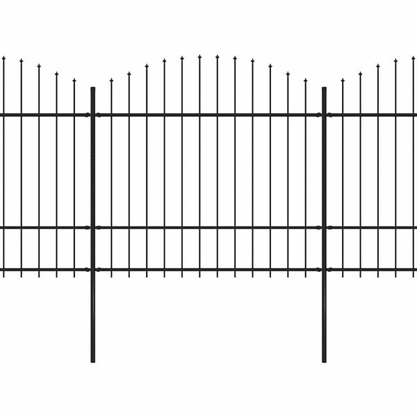 vidaXL Valla de jard&iacute;n con punta de lanza de acero, 1070 x 175 cm, color negro