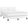 vidaXL Cama box spring colch&oacute;n y LED cuero sint&eacute;tico blanco 140x190 cm