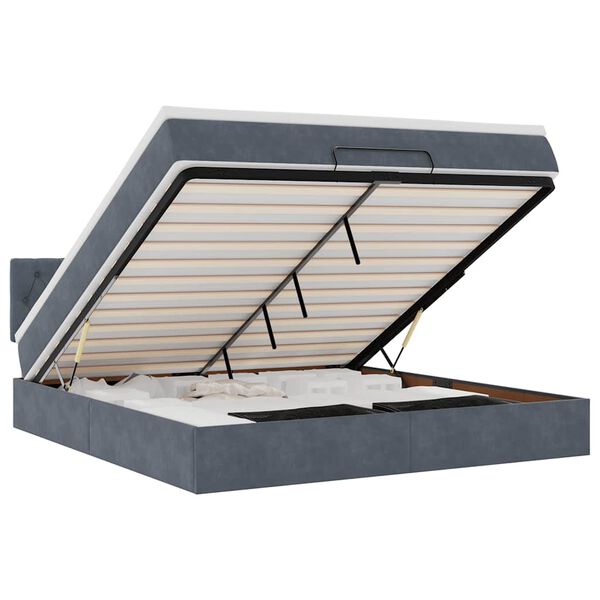 vidaXL Estructura cama otomana con colch&oacute;n gris oscuro 160x200 cm