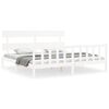 vidaXL Estructura cama de matrimonio con cabecero madera maciza blanco