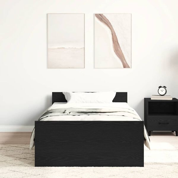 vidaXL Estructura de cama sin colch&oacute;n roble negro 90x190 cm