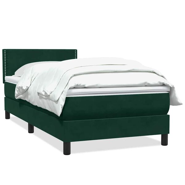 vidaXL Cama box spring con colch&oacute;n terciopelo verde oscuro 100x220 cm