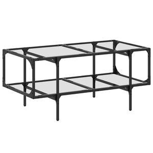 vidaXL Mesa de centro superficie de vidrio acero 98,5x50x45 cm