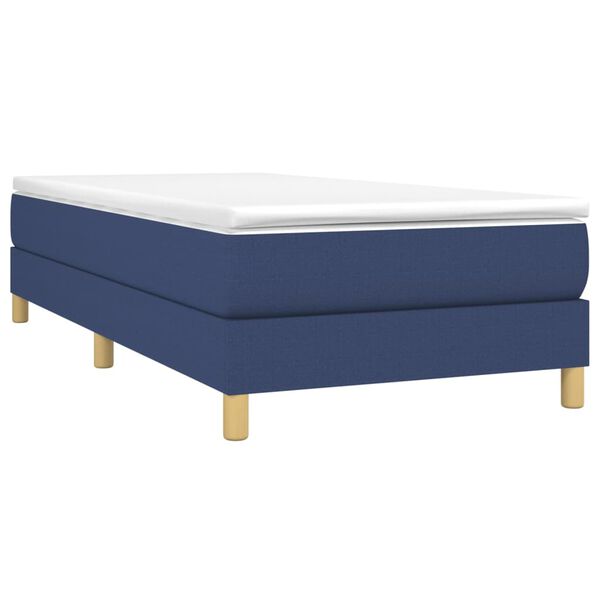 vidaXL Cama box spring con colchón tela azul 90x190 cm