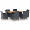vidaXL Set comedor jard&iacute;n 7 pzas cojines rat&aacute;n sint&eacute;tico gris oscuro