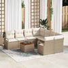 vidaXL Conjunto de sof&aacute;s de jard&iacute;n 9 pcs Beige rat&aacute;n sint&eacute;tico