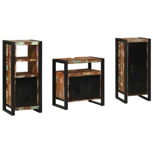 vidaXL Juego de muebles de ba&ntilde;o 3 uds. Multicolor y negro