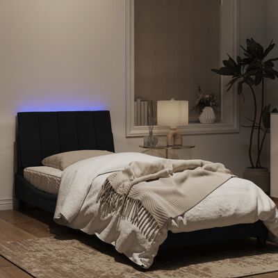 vidaXL Estructura de cama con luces LED de terciopelo negro 90x190 cm